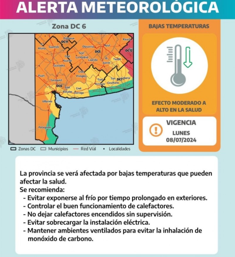 Alerta naranja por fros extremos este lunes en Olavarra